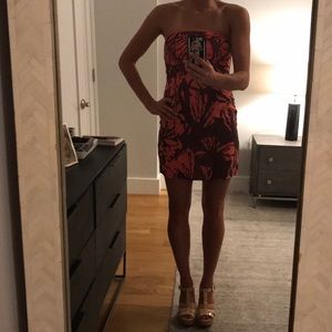 Tibi Coral Silk and Black Sequin Dress